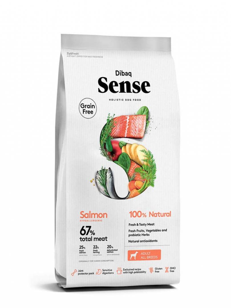 Dibaq Sense Grain Free Salmon Hypoallergenic 100% Natural Adult All Breeds Dog Food 2kg Catalogue Image 1